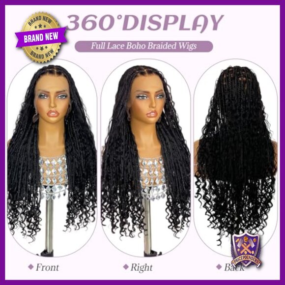 28 Inch Full Lace Human Hair Blended Wig Bohemian Curly Ends Pre-Plucked